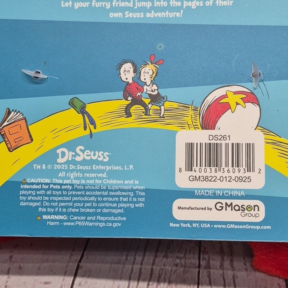 Dr. Seuss Thing 1 & Thing 2 Plush Stuffed Dog Toy The Cat in The Hat~Squeaker - Picture 7 of 8